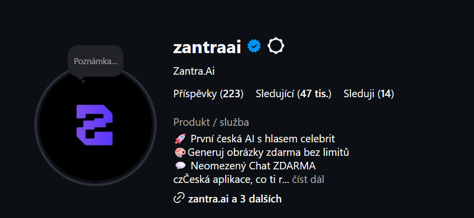 Ukázka organického růstu instagramového účtu Zantra